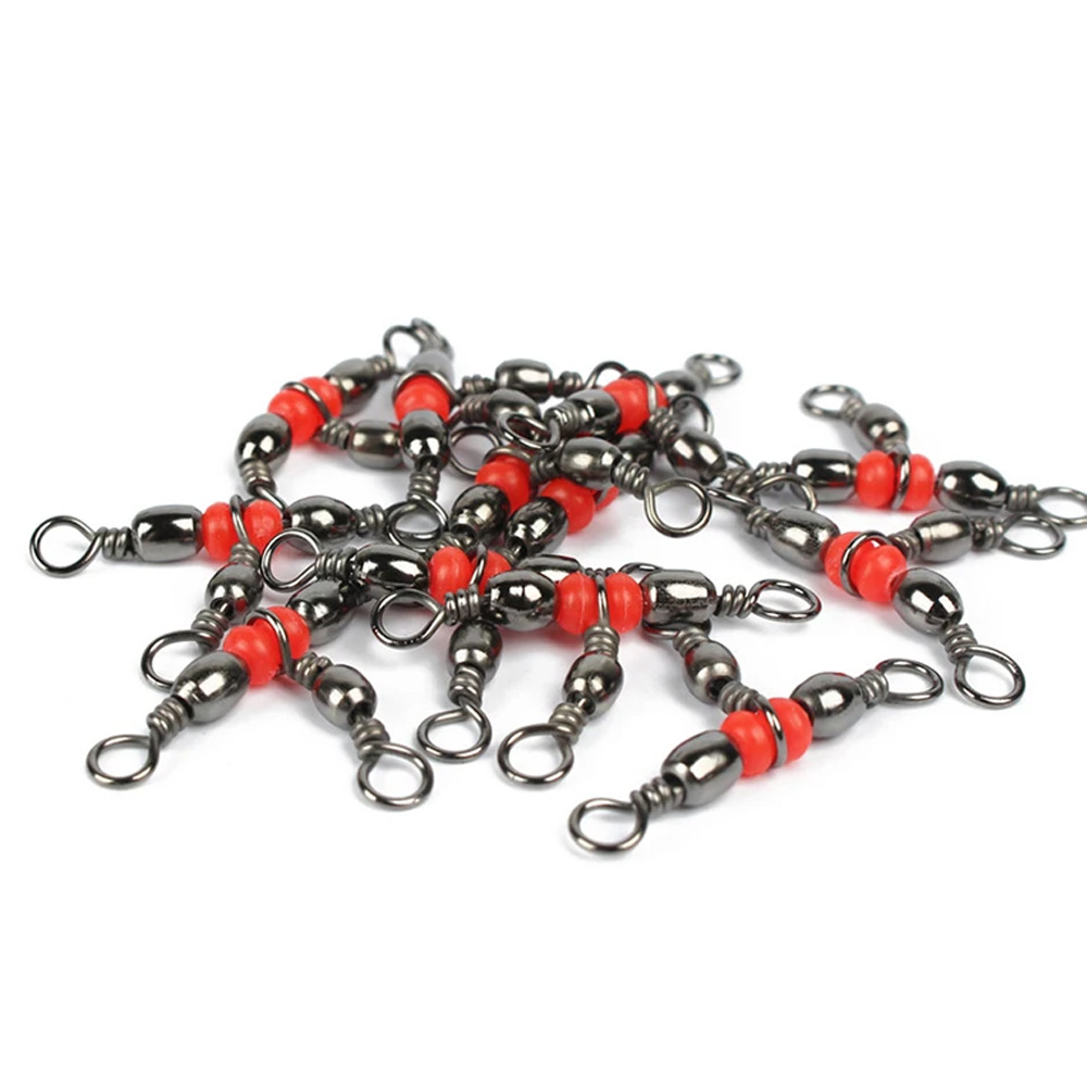 Red Bead Triple Swivel T-Connector Fishing Accessory Figure-Eight Swivel Fishing Gadget photo 5