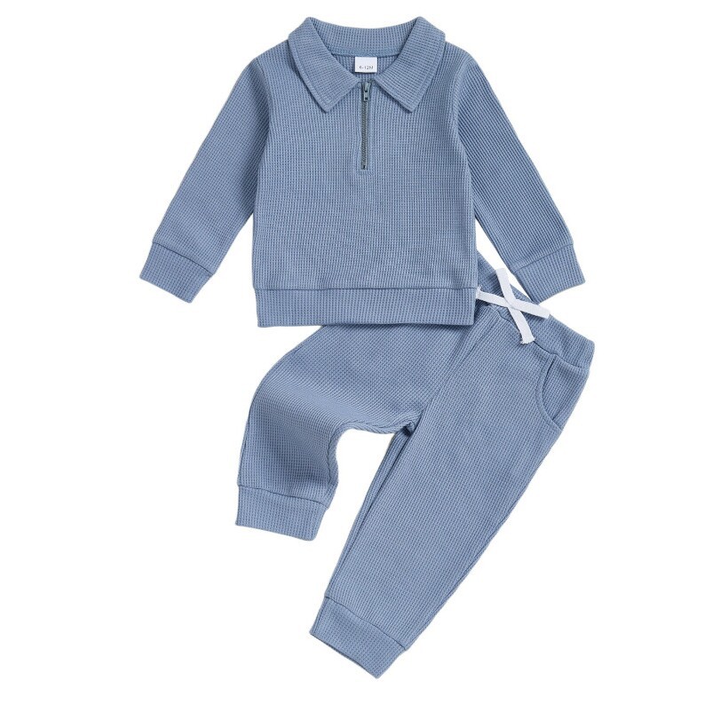 Childrens Cotton Polo-neck Long-sleeve Set photo 1
