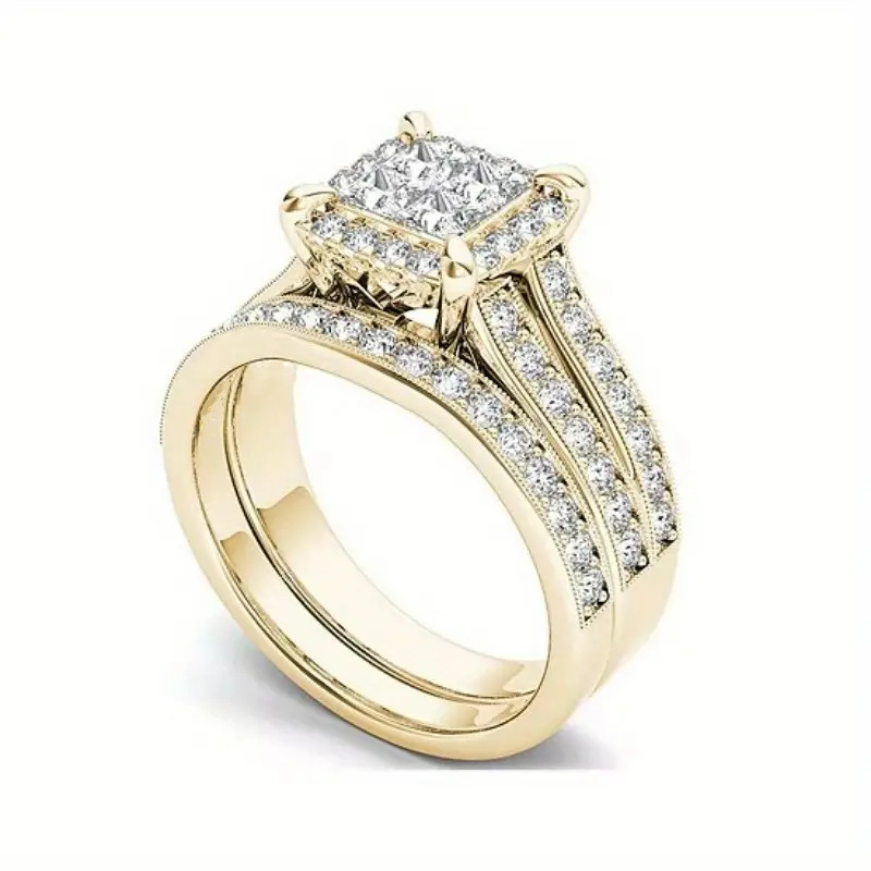 Gold-plated Zircon-inlaid Ring For Women photo 6