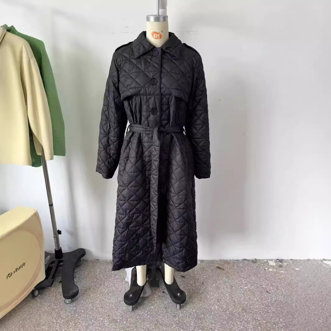 Quilted Embroidered Long Trench Coat Cotton-padded Jacket photo 4