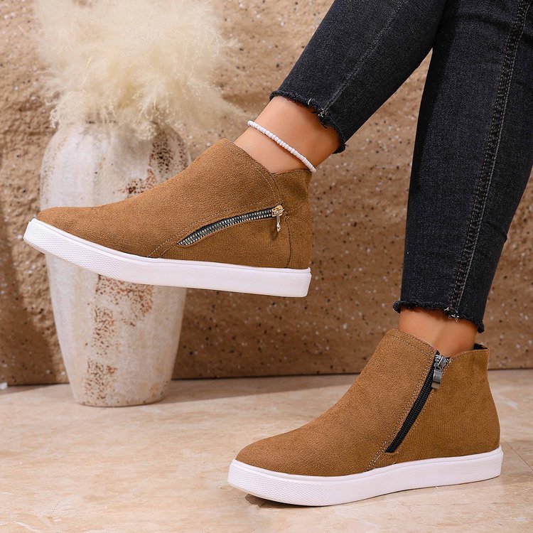 Women's Solid-color Thick-soled Boots With Side Zipper photo 1