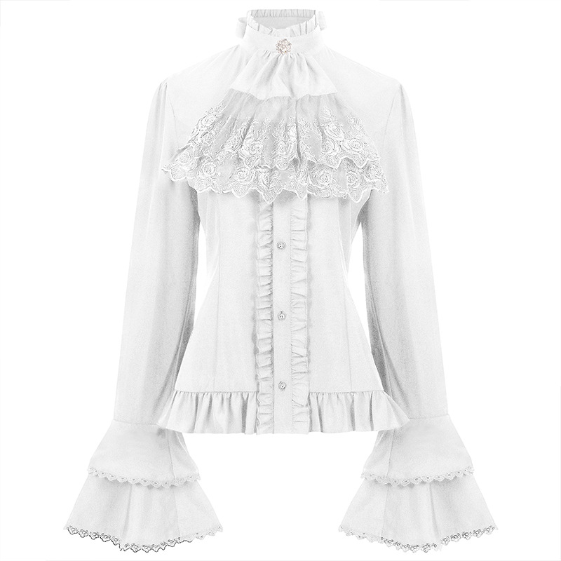 European American Style Pleated Blouse - Women's Casual Long Sleeve Shirt Top photo 5