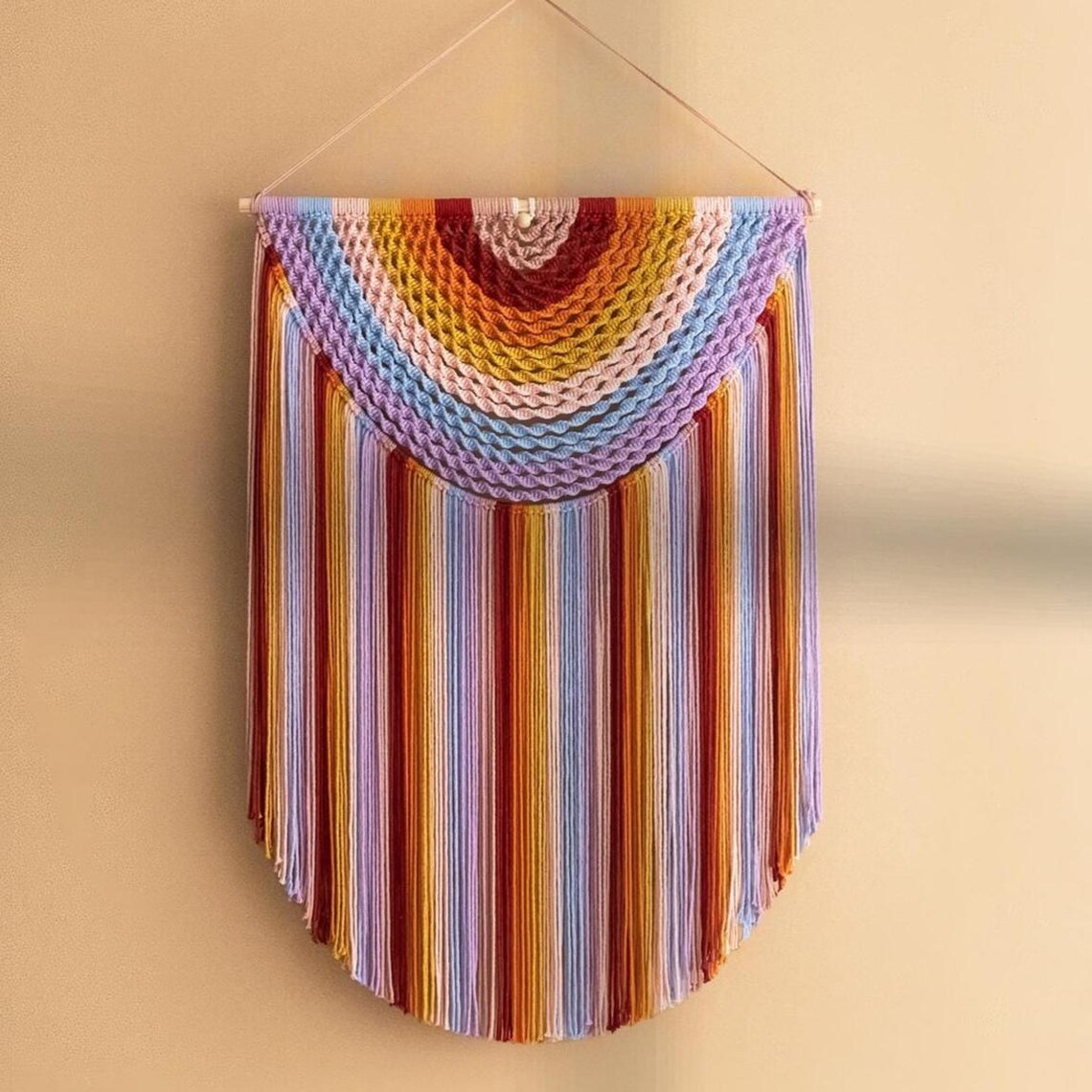 Large Colorful Fringed Tapestry Wall Hanging photo 2