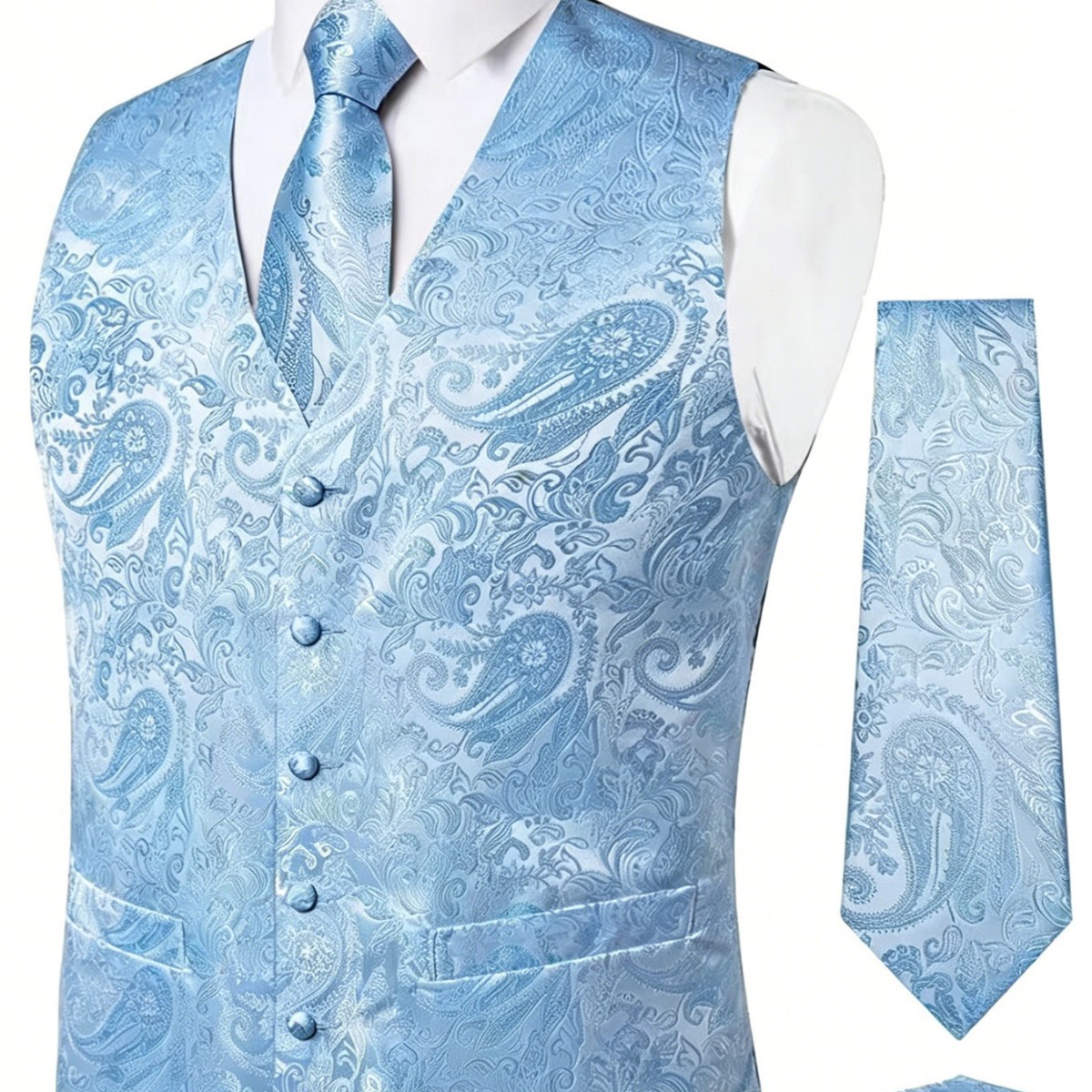 Men's Vest Set With Tie, Pocket Square, And Cufflinks Included photo 5