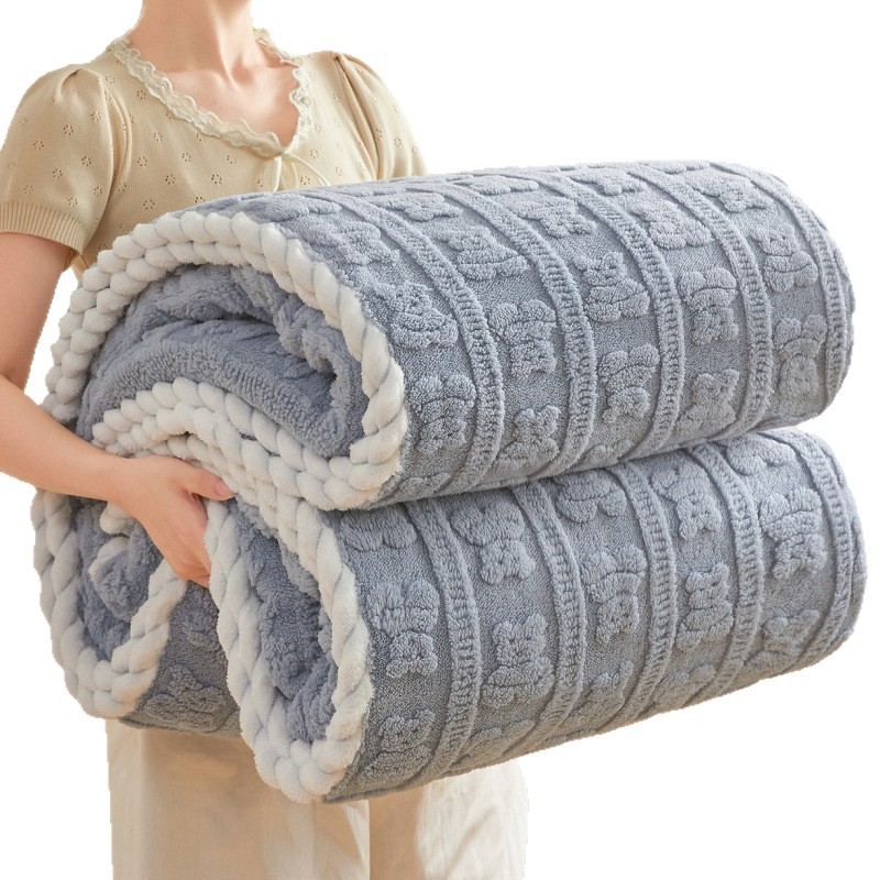 Soft, Skin-friendly Milk Velvet Single-layer Blanket With 3D Embossed Design photo 3