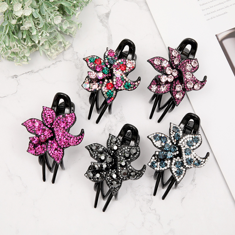 Womens Hair Clip Head Flower Three-prong Duckbill photo 1
