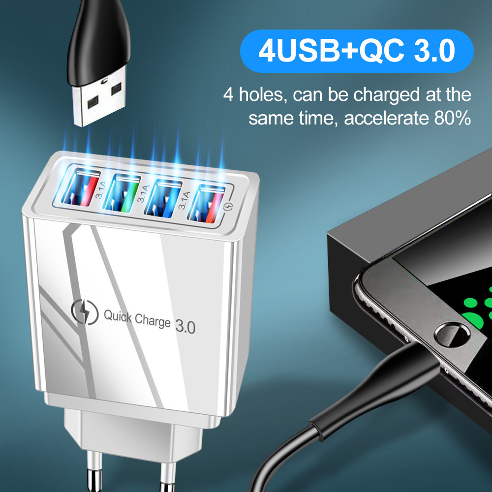 Luminous Color Mobile Phone Charging Head Intelligent 3A photo 1