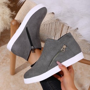 Women's Solid-color Thick-soled Boots With Side Zipper photo 3