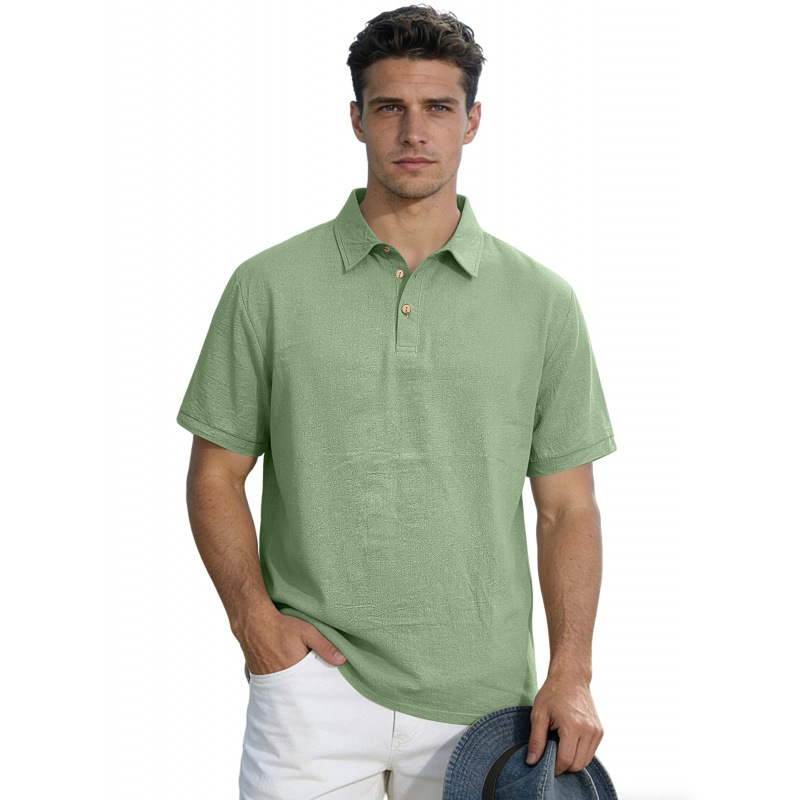 Men's Solid Color Lapel High-End Business T-Shirt photo 6