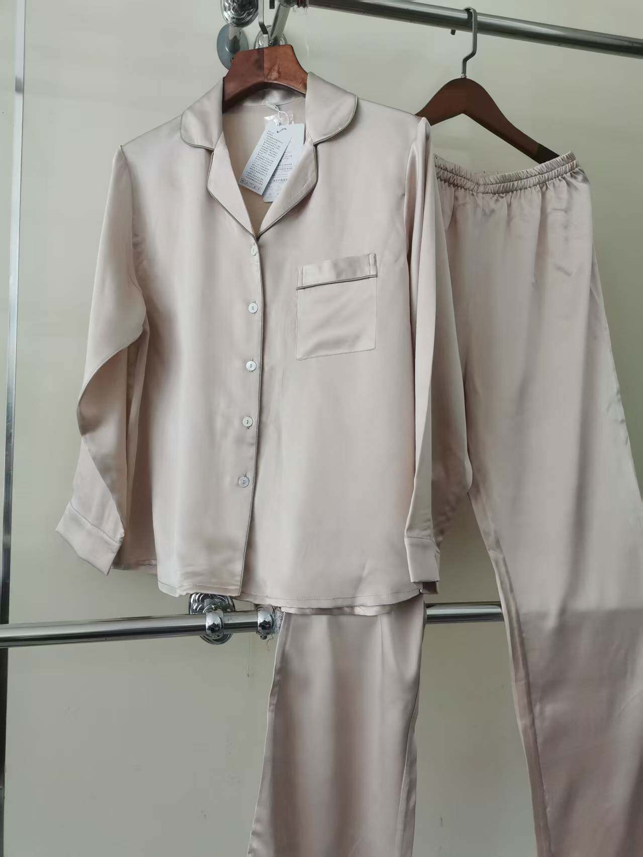 Mens Long-sleeve Long-pants Silk Pajama Set photo 2