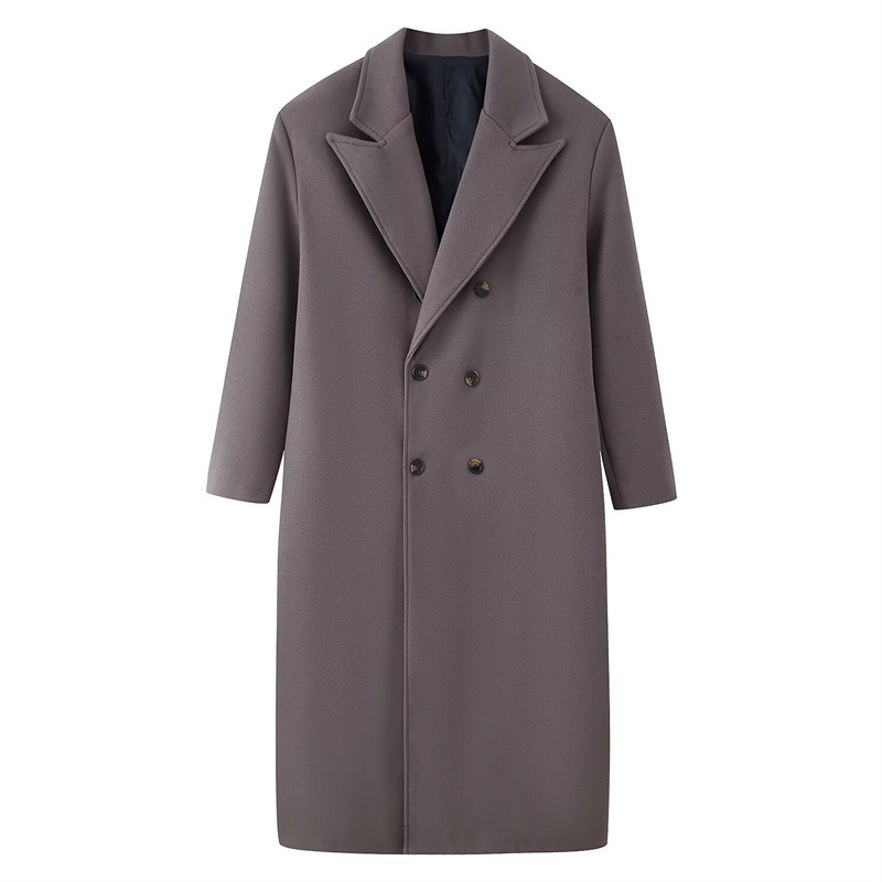 Casual Double-breasted Long Wool Coat photo 5