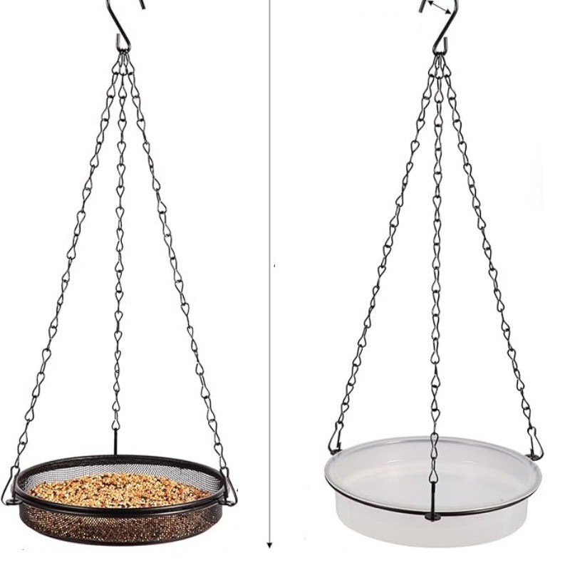 Hanging Bird Feeder Wrought Iron Round Tray Feeder photo 6