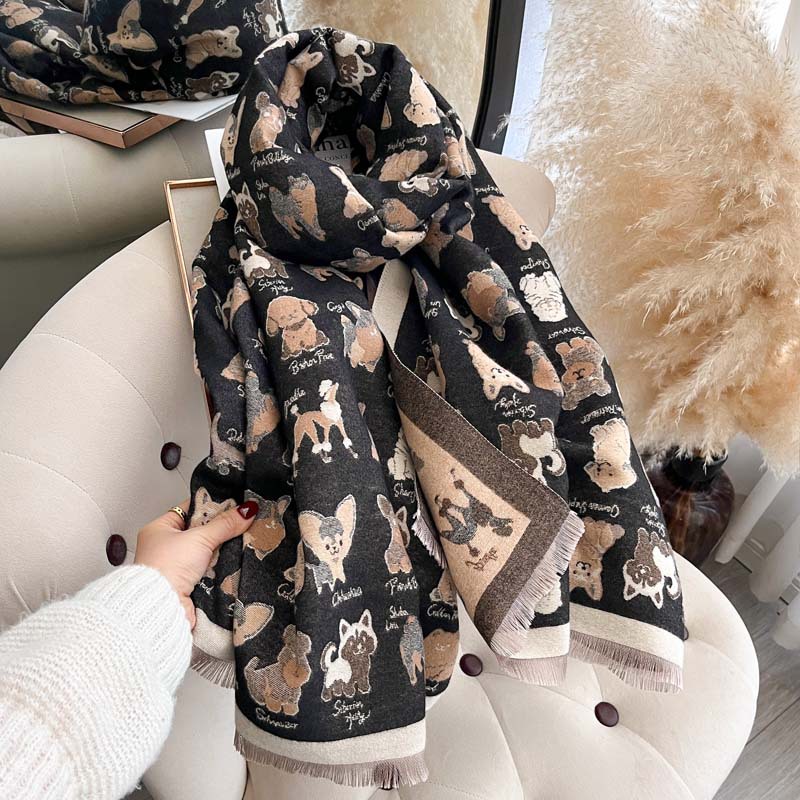 FallWinter Cozy And Cute Doggy Thick Warm Scarf photo 3