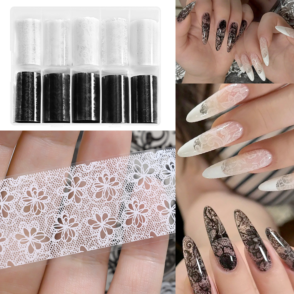 Black And White Lace-pattern Nail Art Transfer Foil photo 8