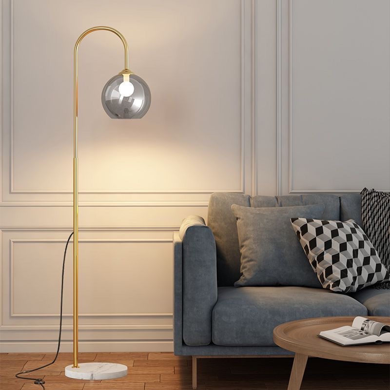Ribbed Glass Lampshade Modern Floor Lamp For Bedroom And Study photo 2