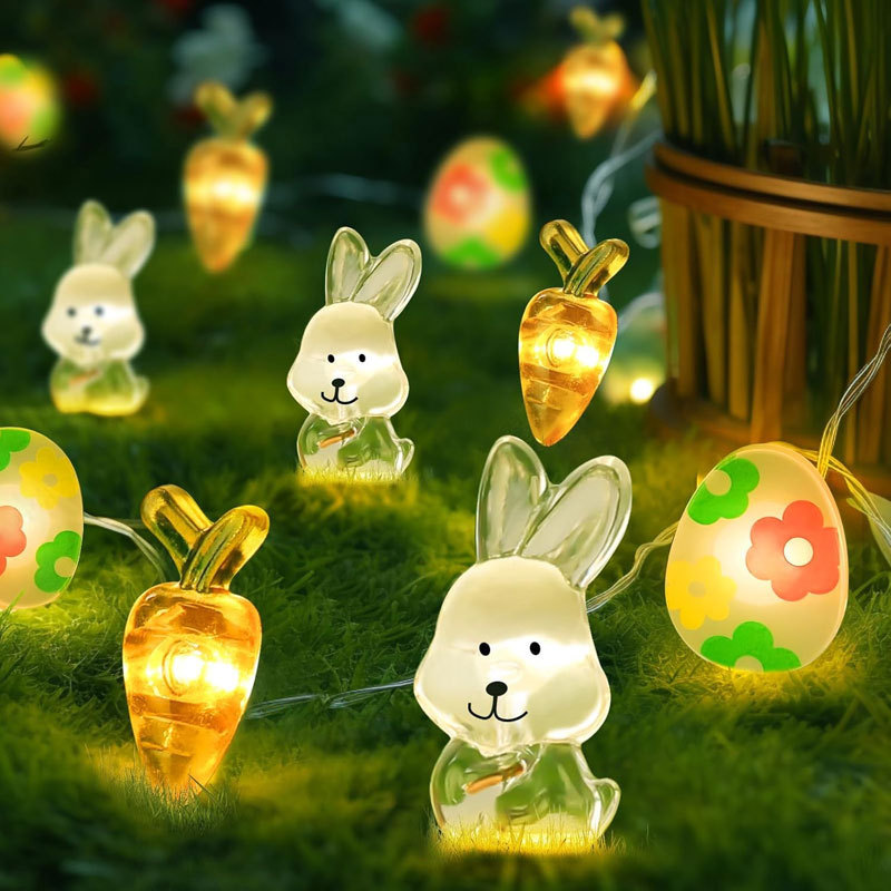 Rabbit Carrot Chick And Easter Egg Battery-Powered Copper Wire Lights For Easter Decorations photo 7