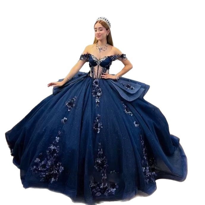 Off Shoulder Applique Dress Prom Polyester Tulle photo 2