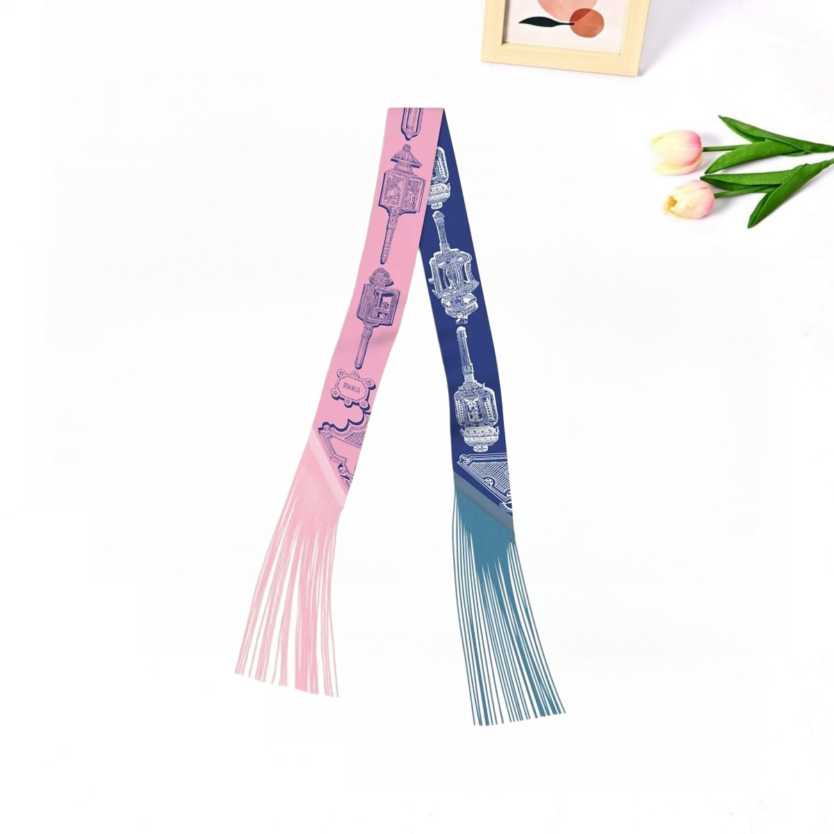 Korean-style Trendy Twill Silk Ribbon Scarf For Women photo 4