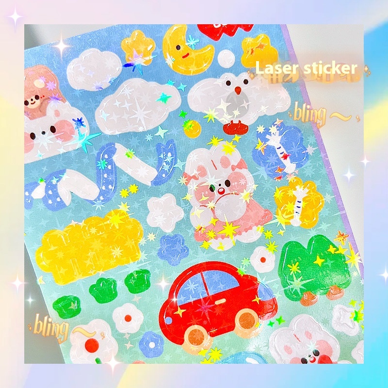 Stickers Cute Laser Journal Stickers PVC Waterproof Notebook Stickers DIY Stickers Suit photo 7
