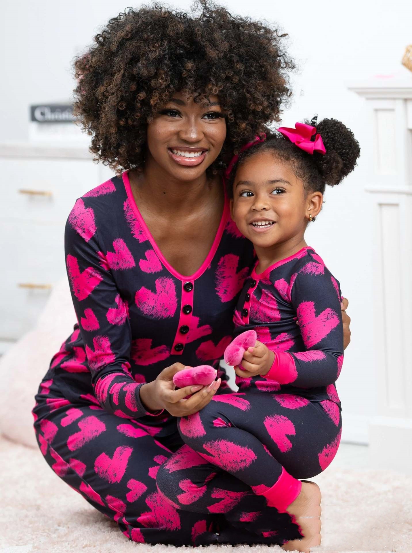 Beauty Clothing Valentine's Day Heart Printing Leisure Pajamas Pajamas Parent-child Suit photo 4