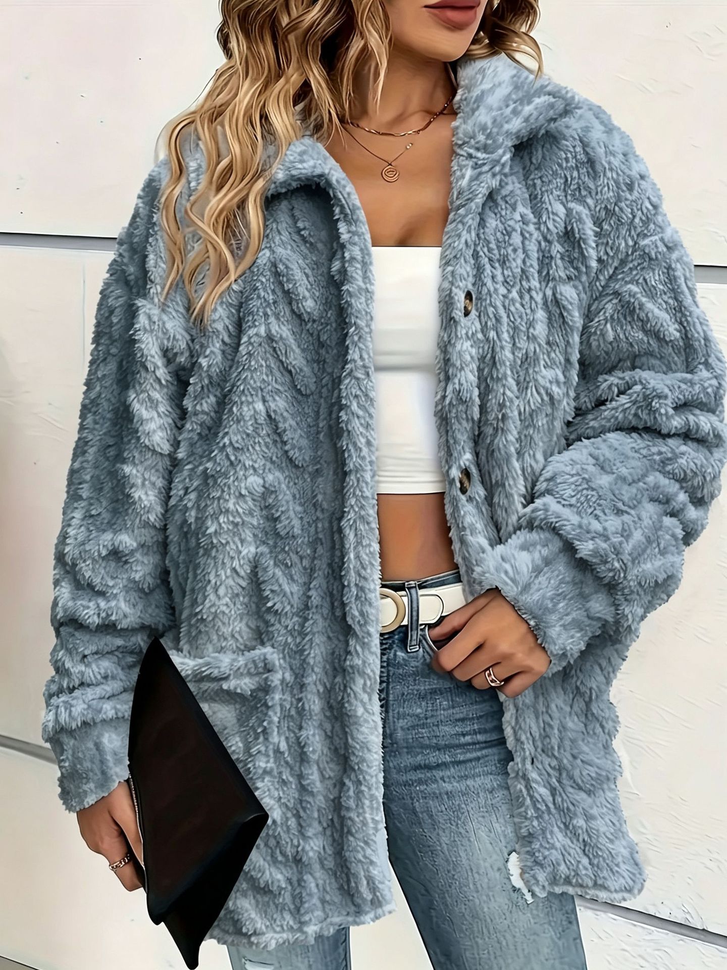 Women's Plush Lapel Fashion Jacket photo 2