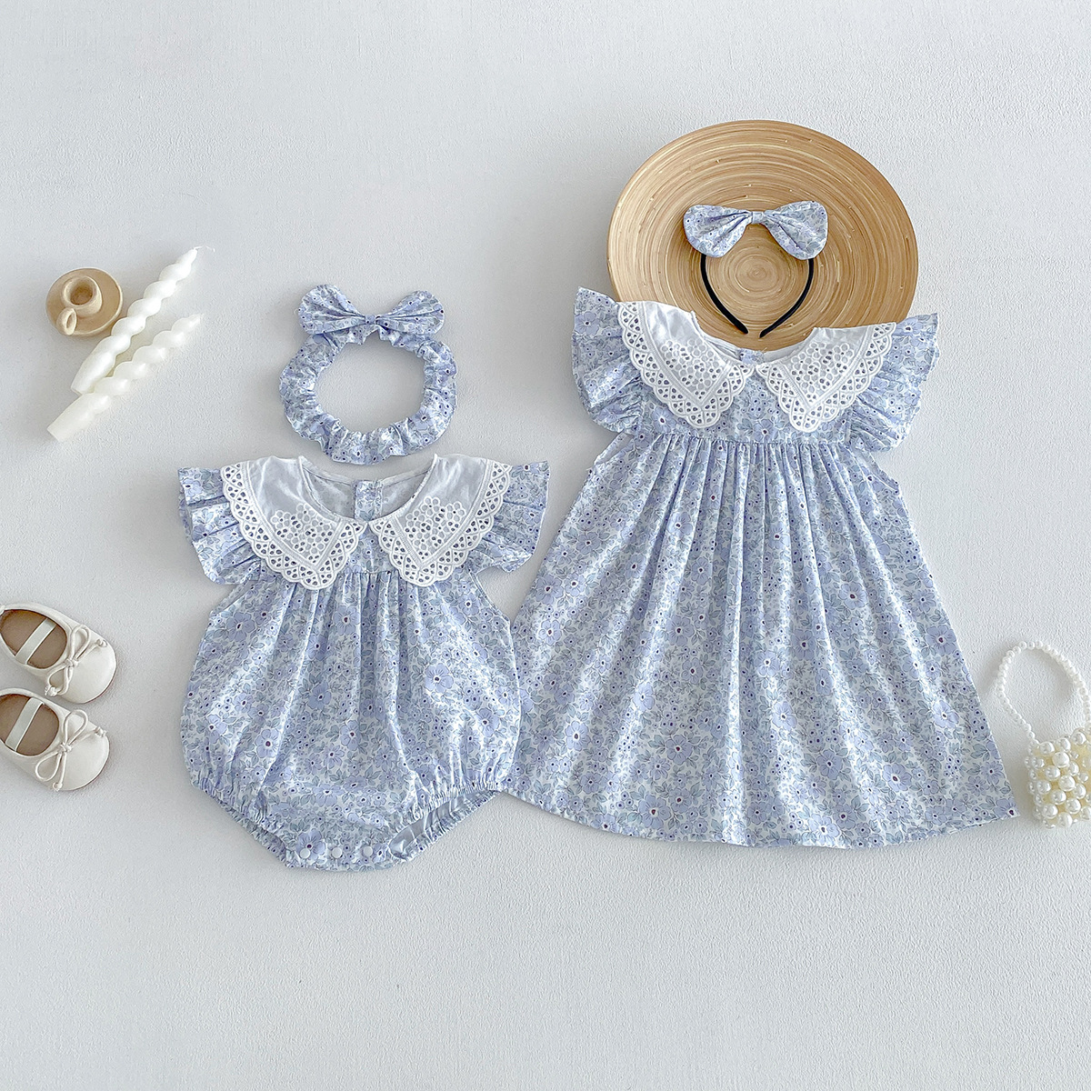 Summer Lightweight Baby Romper Summer Floral Fragments photo 6
