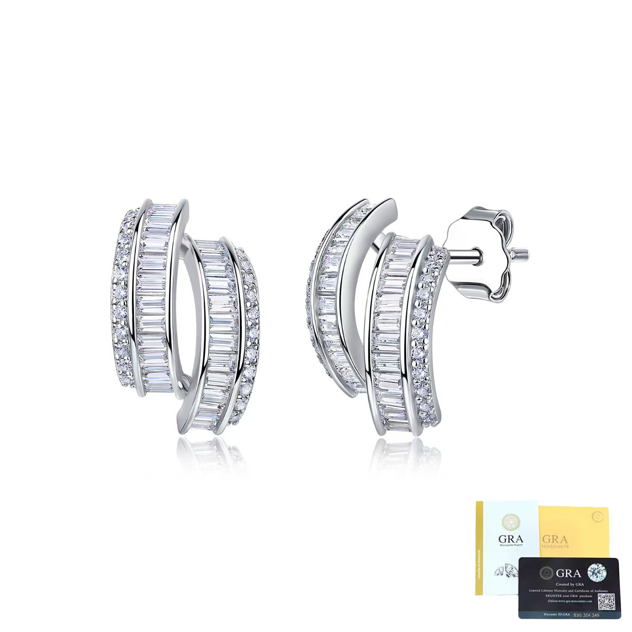New Geometric Multi-layer Stepped Moissanite Earrings photo 5