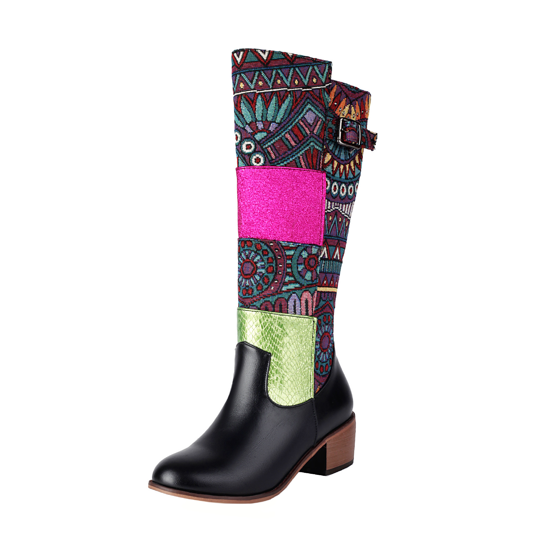 Vintage Ethnic-style Embroidered Patchwork High-top Boots photo 6