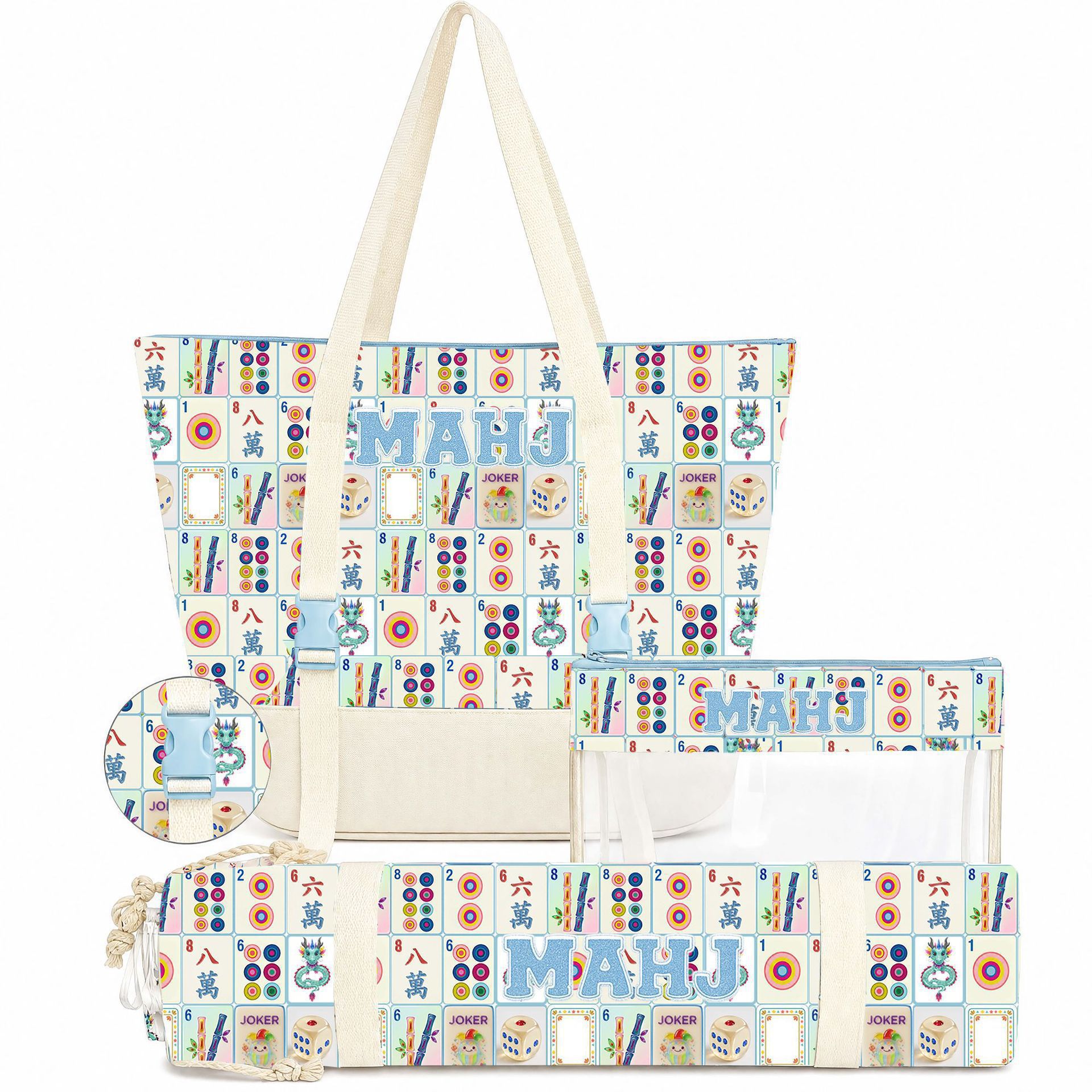 Best-Selling Macaron-Printed Mahjong Card Three-Piece Set photo 3