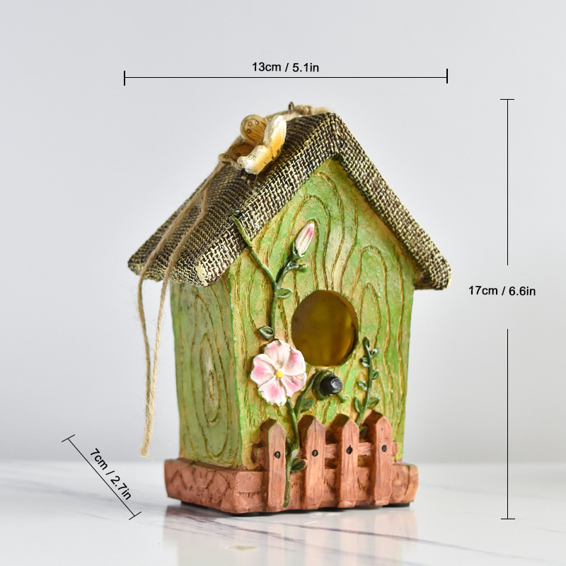 Rustic Birdhouse Outdoor Garden Decoration Bird Nest Sculpture Courtyard Ornament photo 4