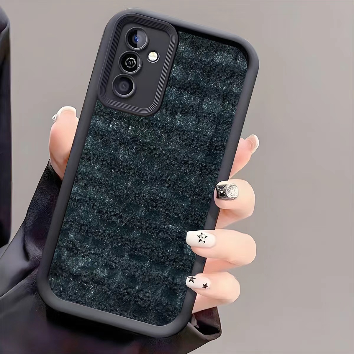 Black Solid-color Velvet All-inclusive Phone Case photo 1