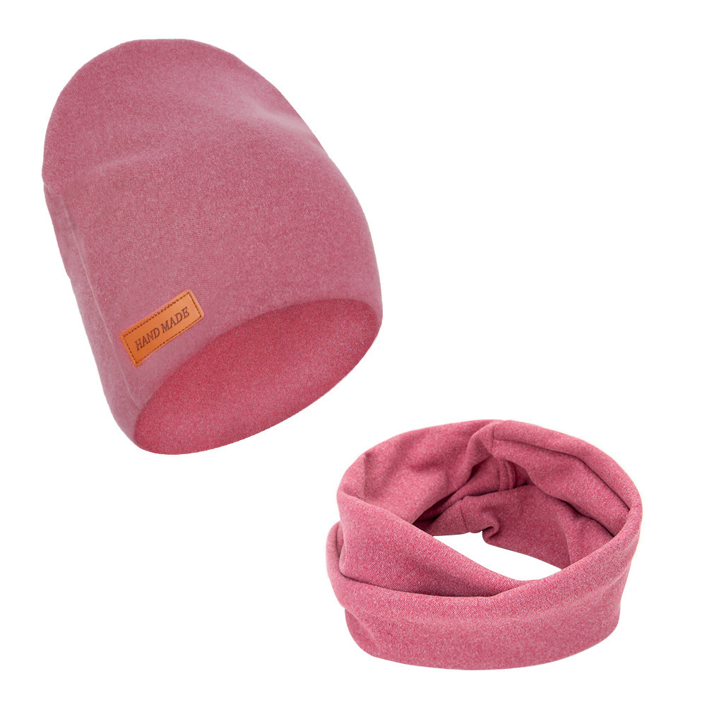 Children's Solid-Color Pullover Cross-Neck Warmer Two-Piece Set photo 5
