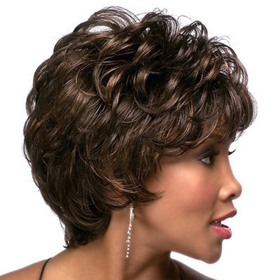European And American-style Personalized Fluffy Short Curly Wig Cap photo 4