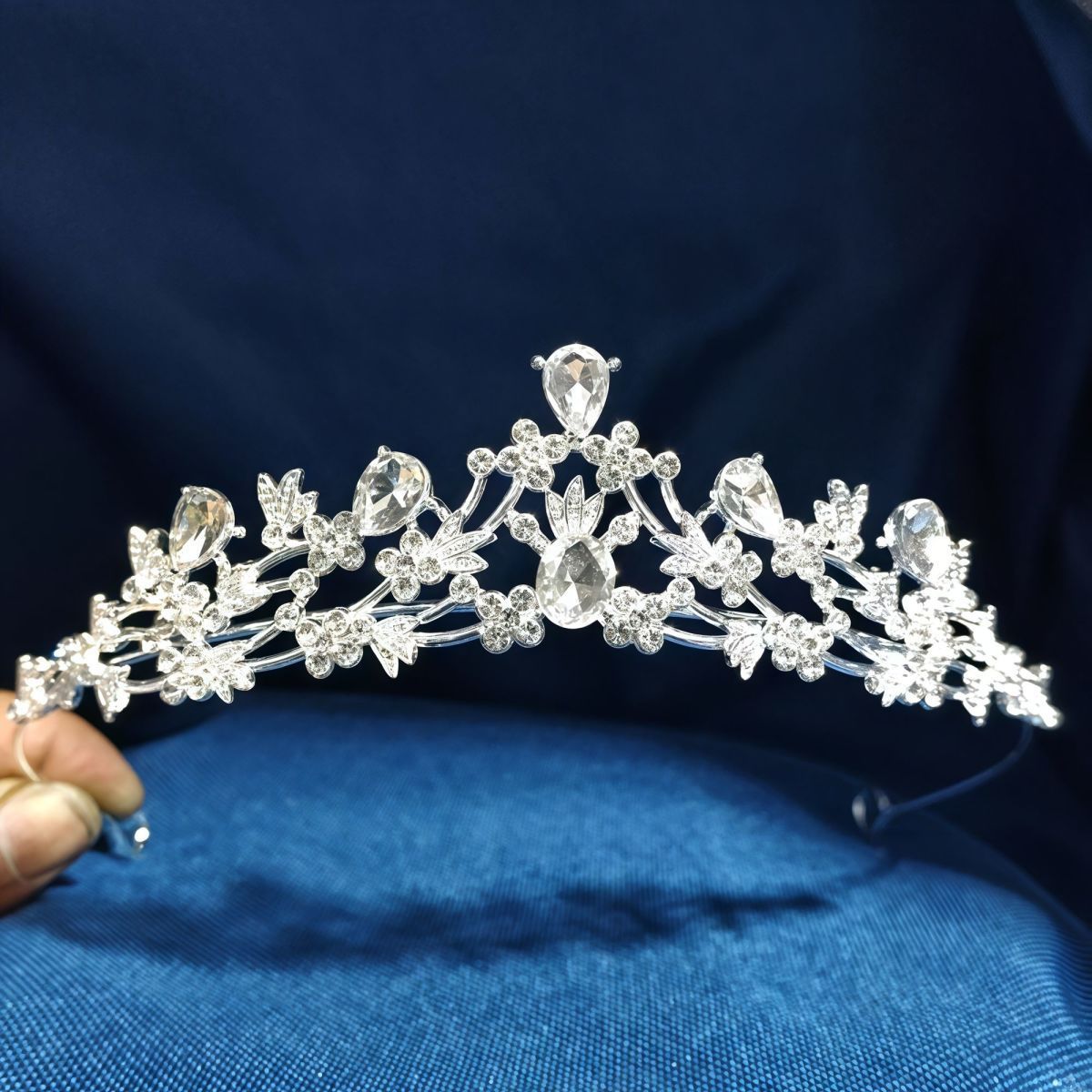 Rhinestone Bridal Crown Headband Flower Diamond High-End Headpiece photo 1