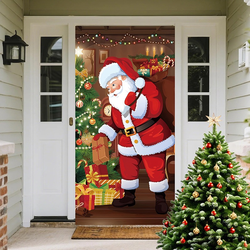 Christmas-themed Scene Decoration Backdrop Door Curtain photo 5