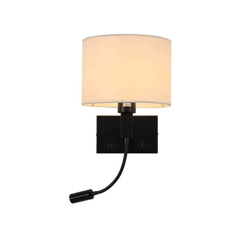 Modern Minimalist Bedroom Round Fabric Shade Flexible Wall Lamp photo 5