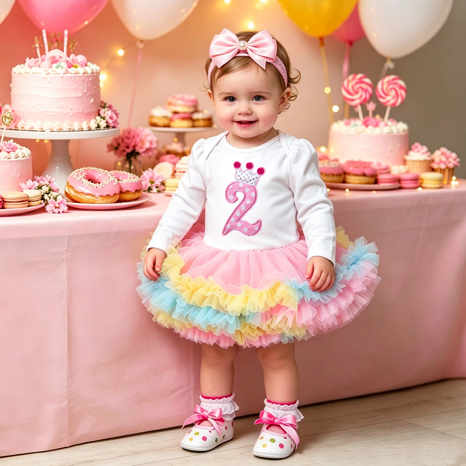 Crown-shaped Tutu Skirt With Mesh And Headband Plus Shoes photo 5