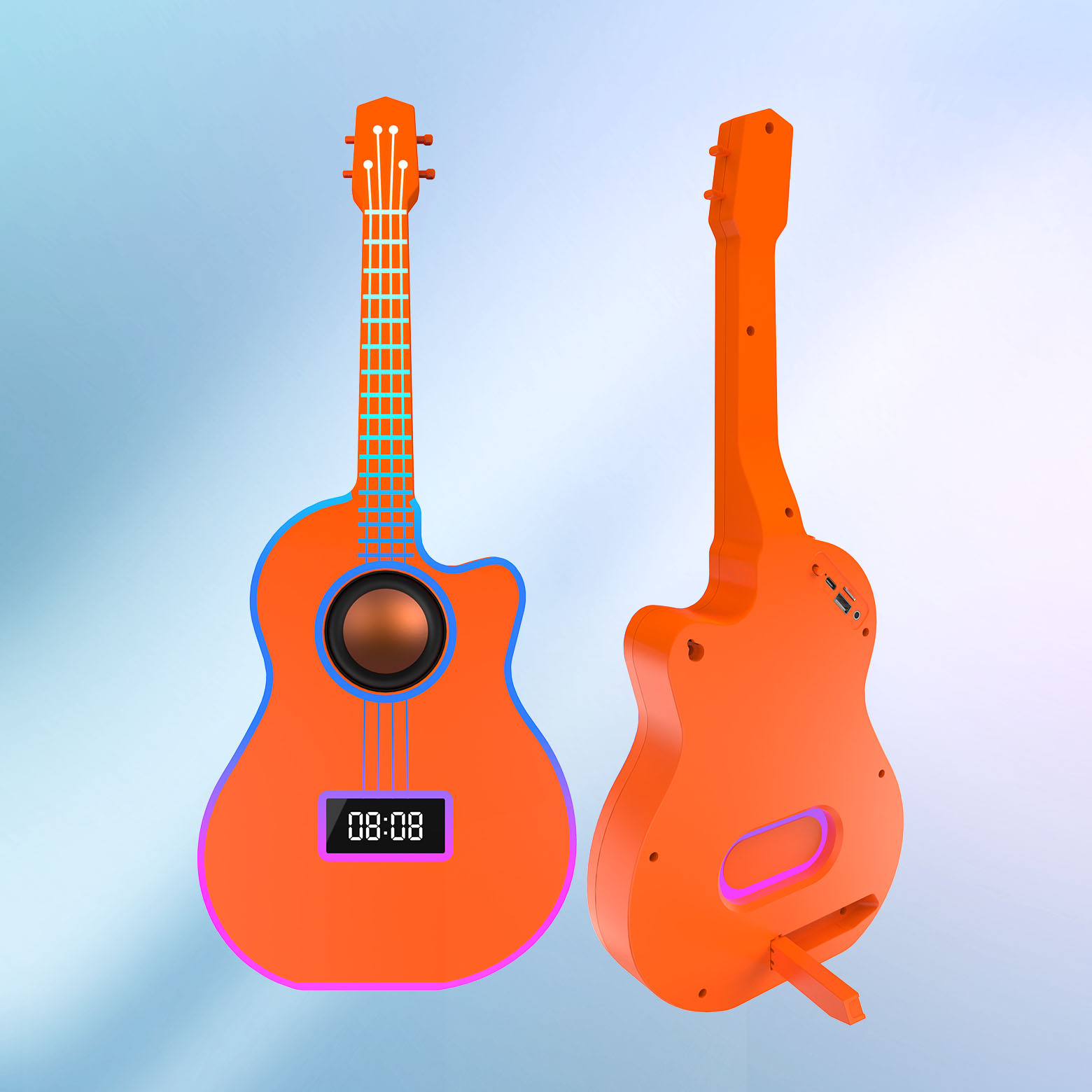 Bluetooth Guitar Speaker With An Alarm Clock And Vibrant Ambient Lighting photo 3