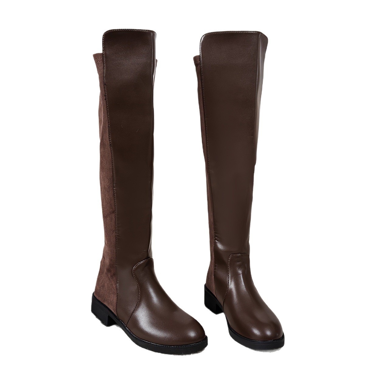 Retro-style Plus-size Patchwork Over-the-knee Boots For Women photo 3