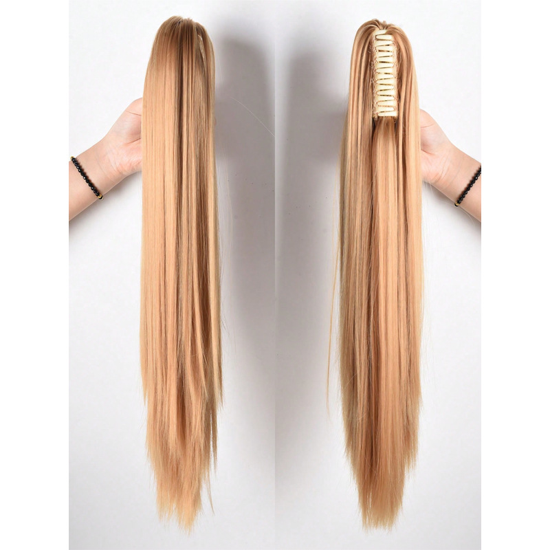 Womens Long Straight Ponytail Wig With Clip-In Medium-Length Straight Ponytail photo 4