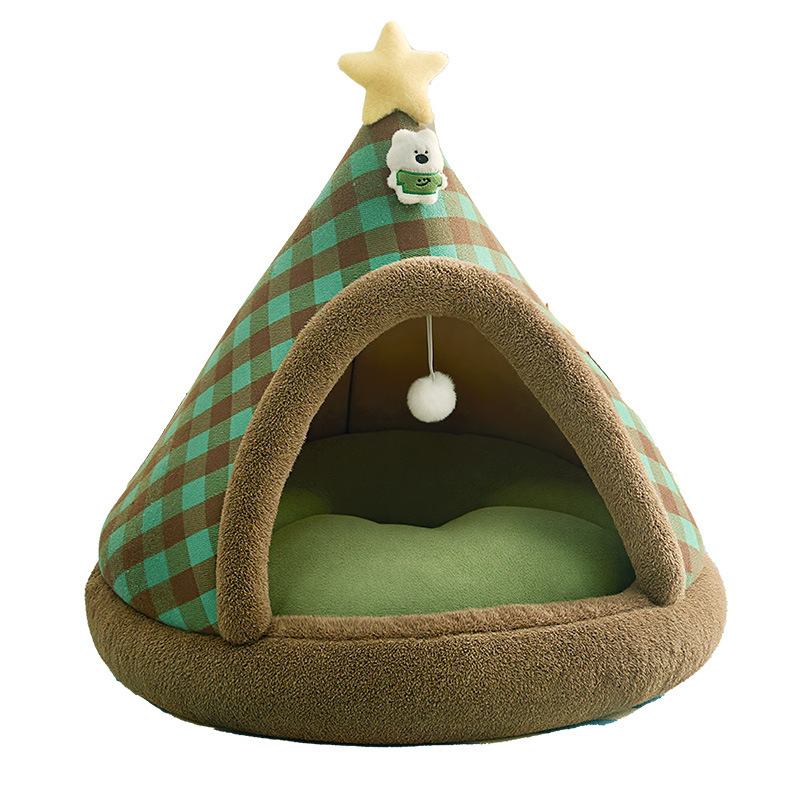 Four-Season Universal Closed-Style Christmas Cat Bed With A Sense Of Security photo 6