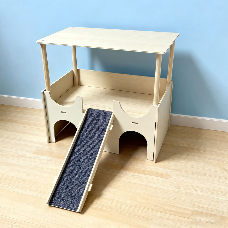 Solid Wood Multi-Functional Detachable Cage With A Double-Layer Hideaway House photo 8