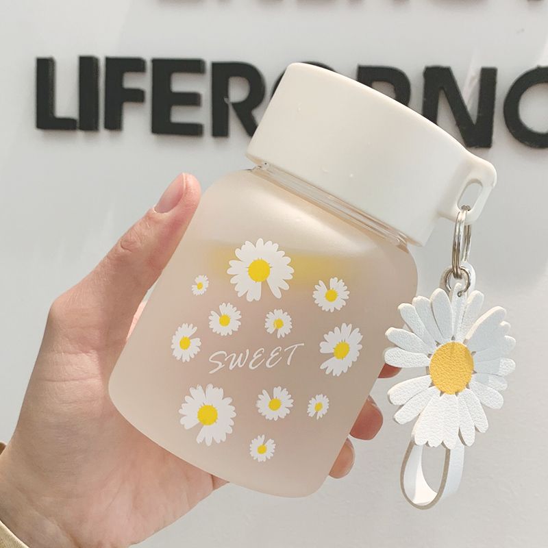 Portable Daisy-patterned Glass Cup photo 2
