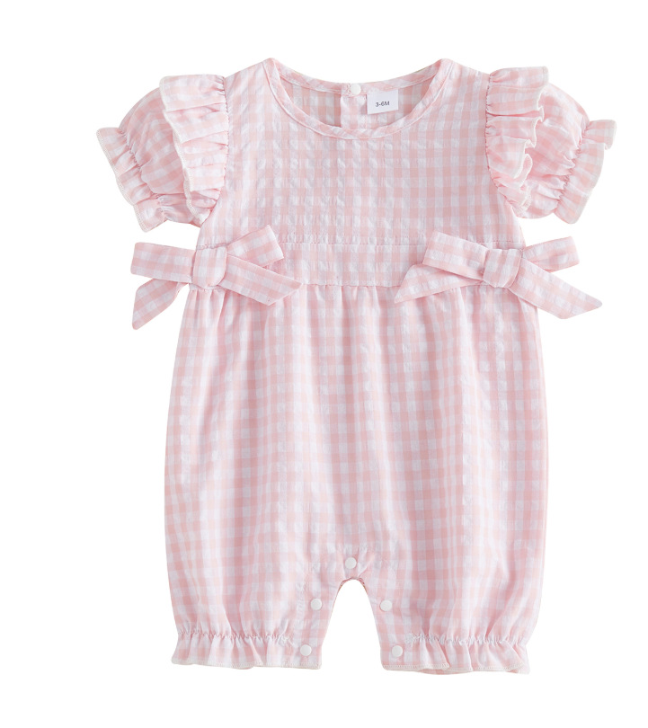 Summer New Arrival Baby Girls Plaid Onesie photo 2