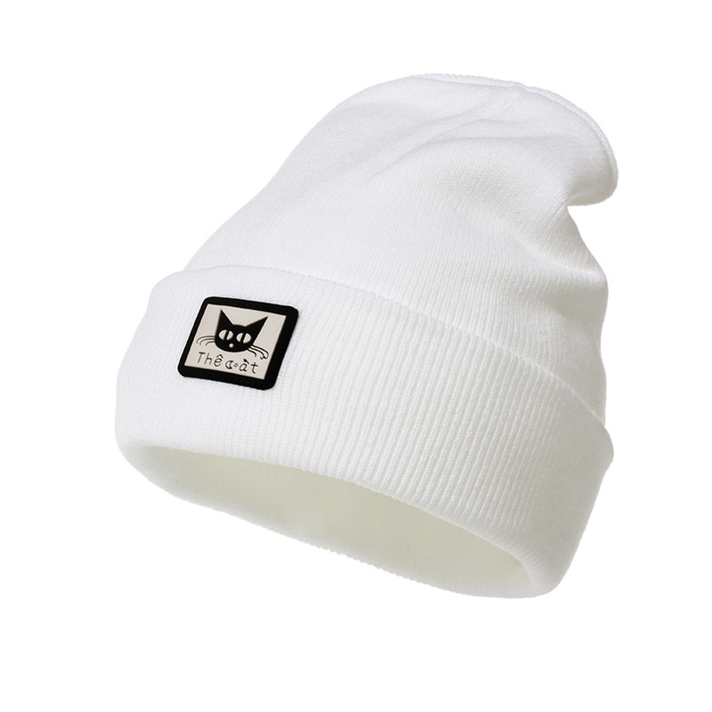 Black Cat Head Decal Skiing Warmth Autumn Winter Knitted Wool Hat photo 4