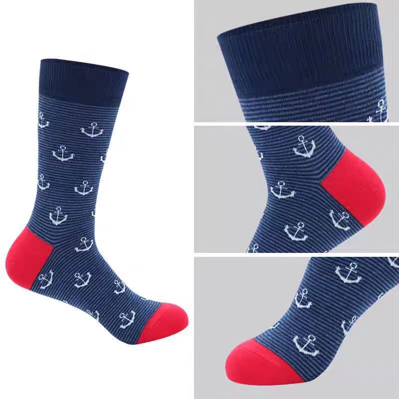 Mens Plus-Size Striped Cotton Socks photo 3