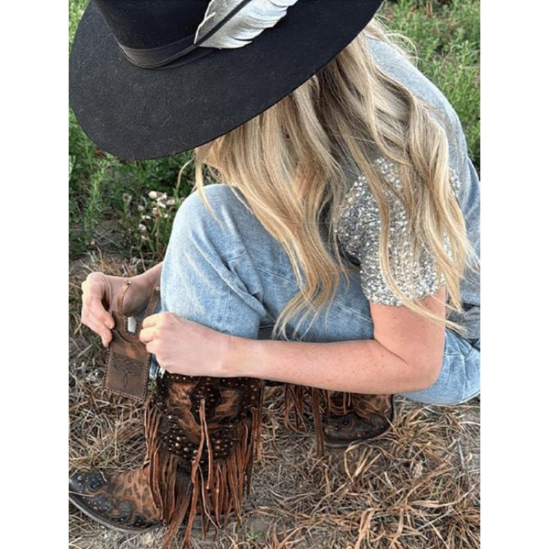 Western-style Wind Boots With A Leather Wallet Attached photo 2