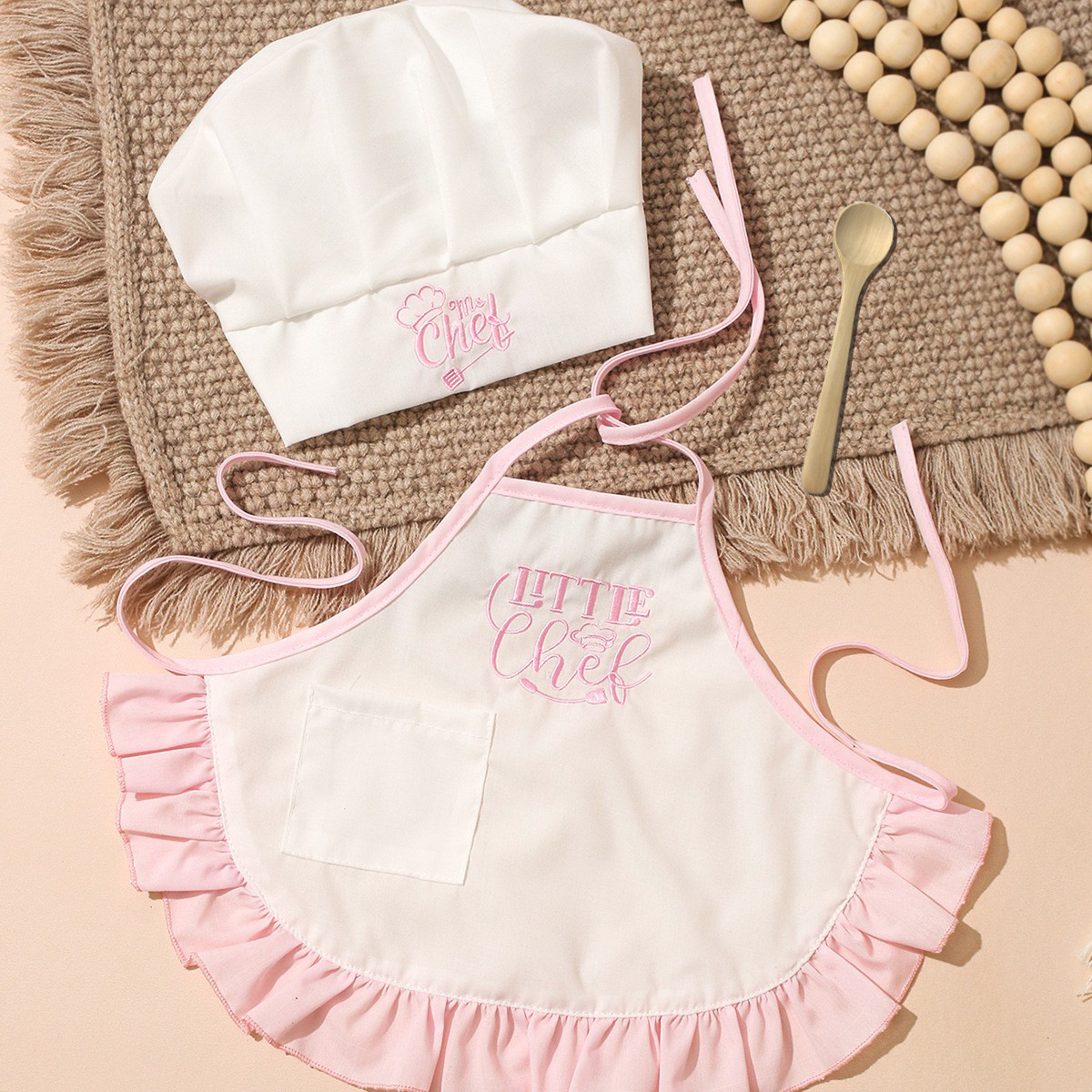 One-month-old Baby Photo Outfit Tall-top Hat Lace-trimmed Embroidery Little Chef Costume photo 8