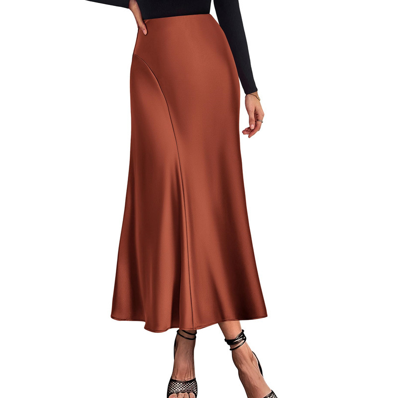 Woven Acetate Draped High-waisted Mermaid Skirt For Women photo 3