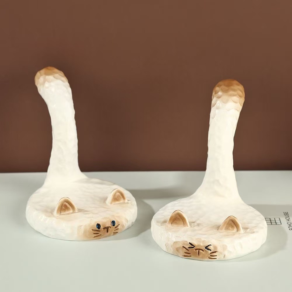 Siam Cat Figurine Phone Holder Cream-Style Decorative Item photo 2
